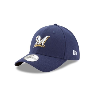 Blue Milwaukee Brewers Hat - New Era MLB Team Classic 39THIRTY Stretch Fit Caps USA2341856